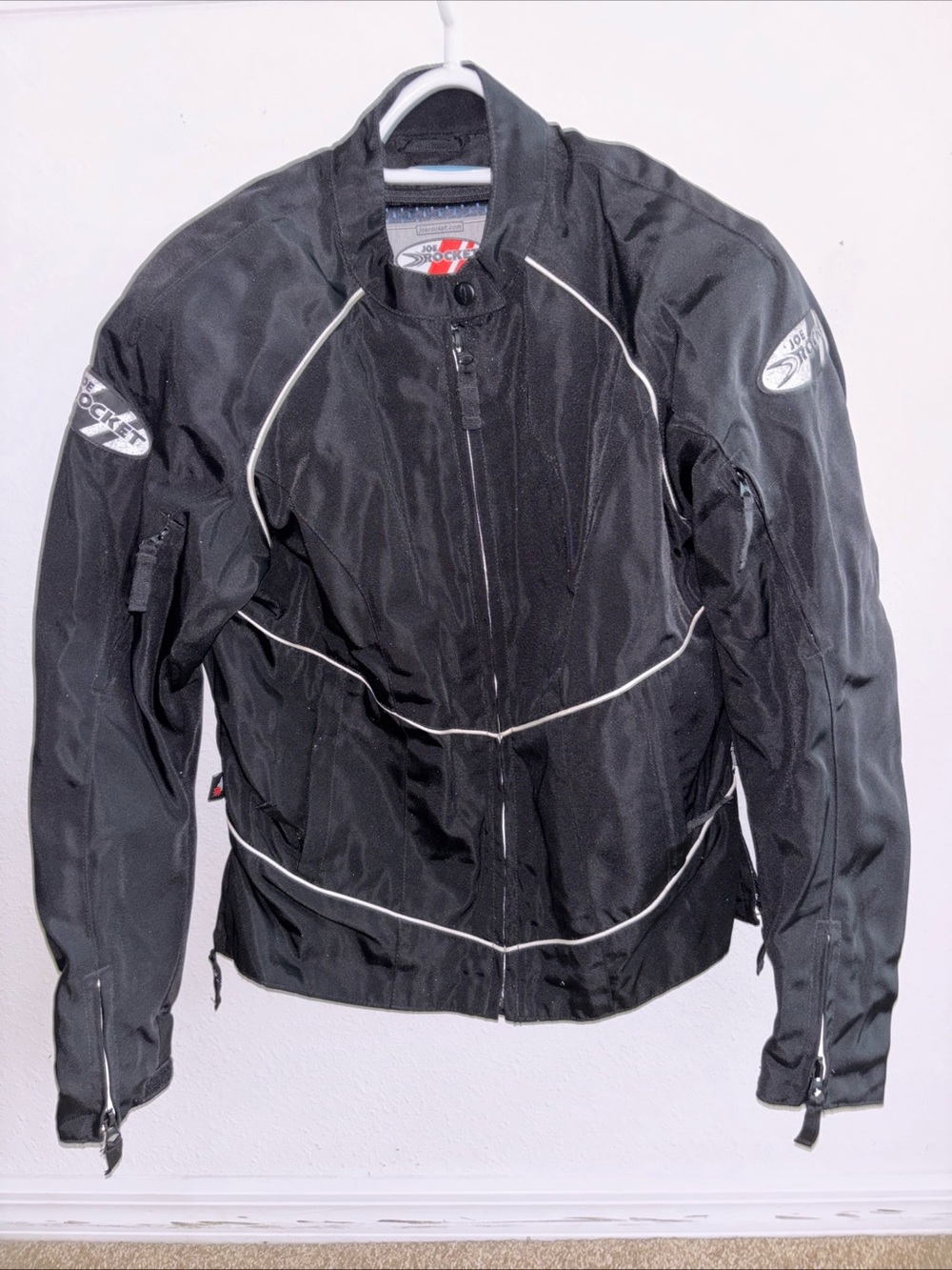 Joe Rocket Women’s Black W/ White Trim Motorcycle Jacket – Size L - Padded